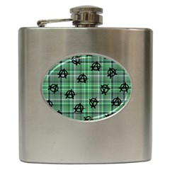 Green  Plaid Anarchy Hip Flask (6 Oz) by snowwhitegirl