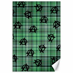 Green  Plaid Anarchy Canvas 12  X 18   by snowwhitegirl