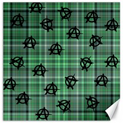 Green  Plaid Anarchy Canvas 16  X 16   by snowwhitegirl