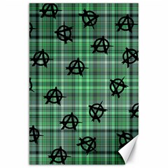 Green  Plaid Anarchy Canvas 20  X 30   by snowwhitegirl