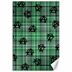 Green  Plaid Anarchy Canvas 24  X 36  by snowwhitegirl