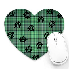 Green  Plaid Anarchy Heart Mousepads by snowwhitegirl