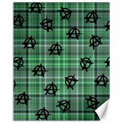 Green  Plaid Anarchy Canvas 11  X 14   by snowwhitegirl