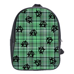 Green  Plaid Anarchy School Bag (large) by snowwhitegirl