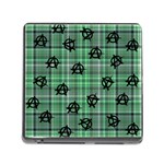 Green  Plaid Anarchy Memory Card Reader (Square 5 Slot) Front