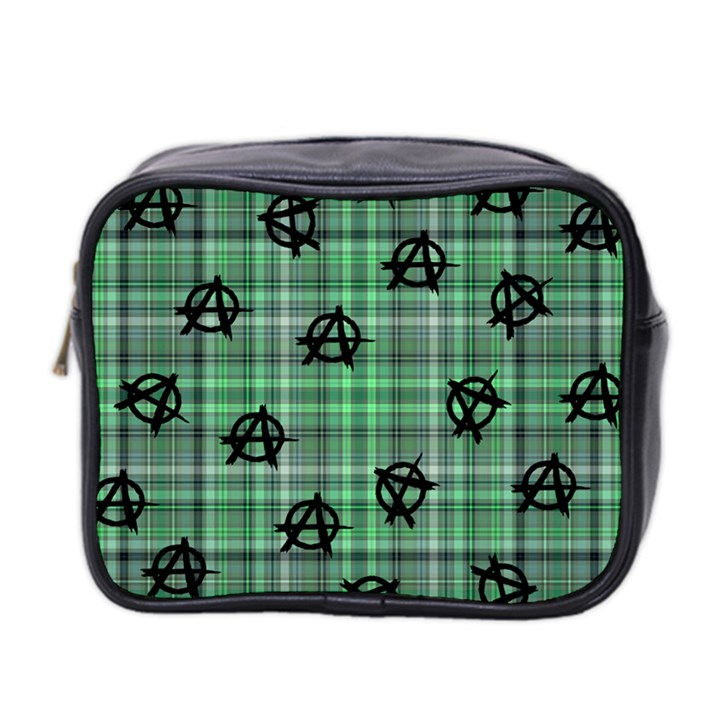 Green  Plaid Anarchy Mini Toiletries Bag (Two Sides)