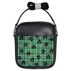 Green  Plaid Anarchy Girls Sling Bag by snowwhitegirl