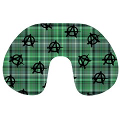 Green  Plaid Anarchy Travel Neck Pillows by snowwhitegirl