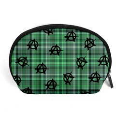 Green  Plaid Anarchy Accessory Pouch (large) by snowwhitegirl