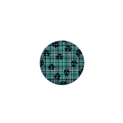 Aqua  Plaid Anarchy 1  Mini Buttons by snowwhitegirl