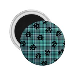 Aqua  Plaid Anarchy 2 25  Magnets by snowwhitegirl