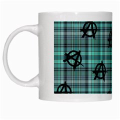 Aqua  Plaid Anarchy White Mugs by snowwhitegirl