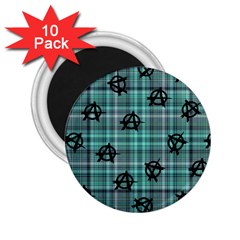 Aqua  Plaid Anarchy 2 25  Magnets (10 Pack)  by snowwhitegirl