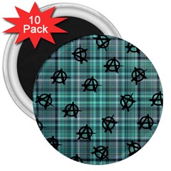 Aqua  Plaid Anarchy 3  Magnets (10 Pack)  by snowwhitegirl