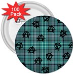 Aqua  Plaid Anarchy 3  Buttons (100 pack)  Front