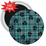 Aqua  Plaid Anarchy 3  Magnets (100 pack) Front