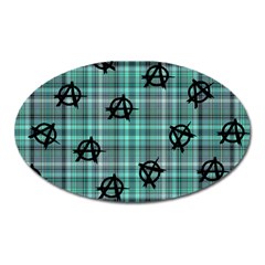 Aqua  Plaid Anarchy Oval Magnet by snowwhitegirl