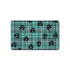 Aqua  Plaid Anarchy Magnet (name Card) by snowwhitegirl