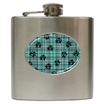 Aqua  Plaid Anarchy Hip Flask (6 oz) Front