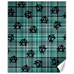 Aqua  Plaid Anarchy Canvas 16  X 20   by snowwhitegirl