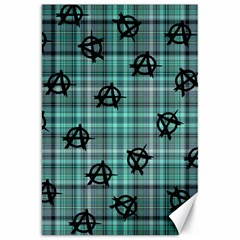 Aqua  Plaid Anarchy Canvas 20  X 30   by snowwhitegirl