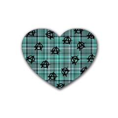 Aqua  Plaid Anarchy Heart Coaster (4 Pack)  by snowwhitegirl