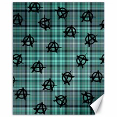 Aqua  Plaid Anarchy Canvas 11  X 14   by snowwhitegirl