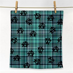 Aqua  Plaid Anarchy Face Towel by snowwhitegirl