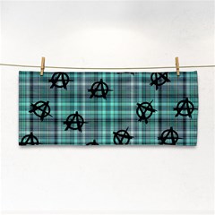 Aqua  Plaid Anarchy Hand Towel by snowwhitegirl