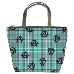 Aqua  Plaid Anarchy Bucket Bag by snowwhitegirl