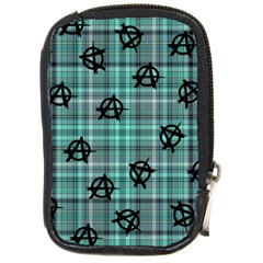 Aqua  Plaid Anarchy Compact Camera Leather Case