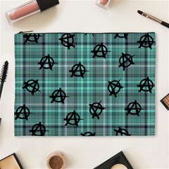 Aqua  Plaid Anarchy Cosmetic Bag (xl) by snowwhitegirl