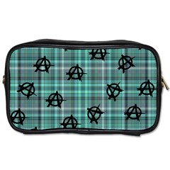 Aqua  Plaid Anarchy Toiletries Bag (two Sides) by snowwhitegirl