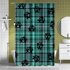 Aqua  Plaid Anarchy Shower Curtain 48  X 72  (small)  by snowwhitegirl