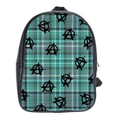 Aqua  Plaid Anarchy School Bag (xl) by snowwhitegirl