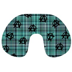 Aqua  Plaid Anarchy Travel Neck Pillows by snowwhitegirl