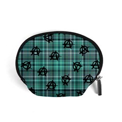 Aqua  Plaid Anarchy Accessory Pouch (small) by snowwhitegirl