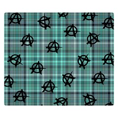 Aqua  Plaid Anarchy Double Sided Flano Blanket (small)  by snowwhitegirl