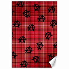 Red Plaid Anarchy Canvas 12  X 18   by snowwhitegirl