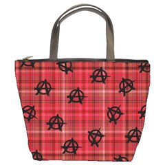 Red Plaid Anarchy Bucket Bag by snowwhitegirl