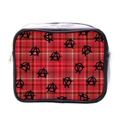 Red Plaid Anarchy Mini Toiletries Bag (one Side) by snowwhitegirl