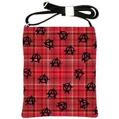 Red Plaid Anarchy Shoulder Sling Bag by snowwhitegirl