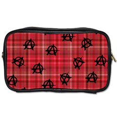 Red Plaid Anarchy Toiletries Bag (two Sides) by snowwhitegirl