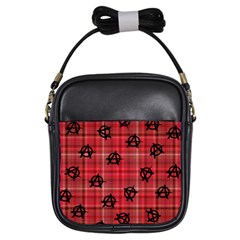 Red Plaid Anarchy Girls Sling Bag by snowwhitegirl