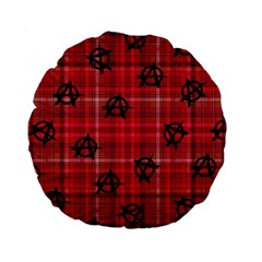 Red Plaid Anarchy Standard 15  Premium Round Cushions by snowwhitegirl