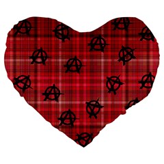 Red Plaid Anarchy Large 19  Premium Heart Shape Cushions by snowwhitegirl