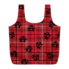 Red Plaid Anarchy Full Print Recycle Bag (l) by snowwhitegirl