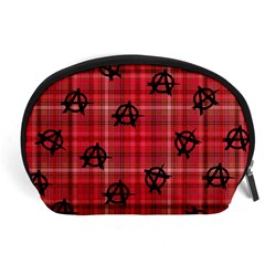 Red Plaid Anarchy Accessory Pouch (large) by snowwhitegirl