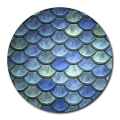 Blue Mermaid Scale Round Mousepads