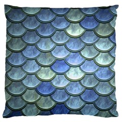 Blue Mermaid Scale Large Flano Cushion Case (One Side)